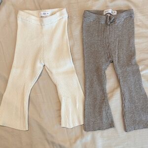 Zara Kids Ribbed knit Leggings - Cream and Gray